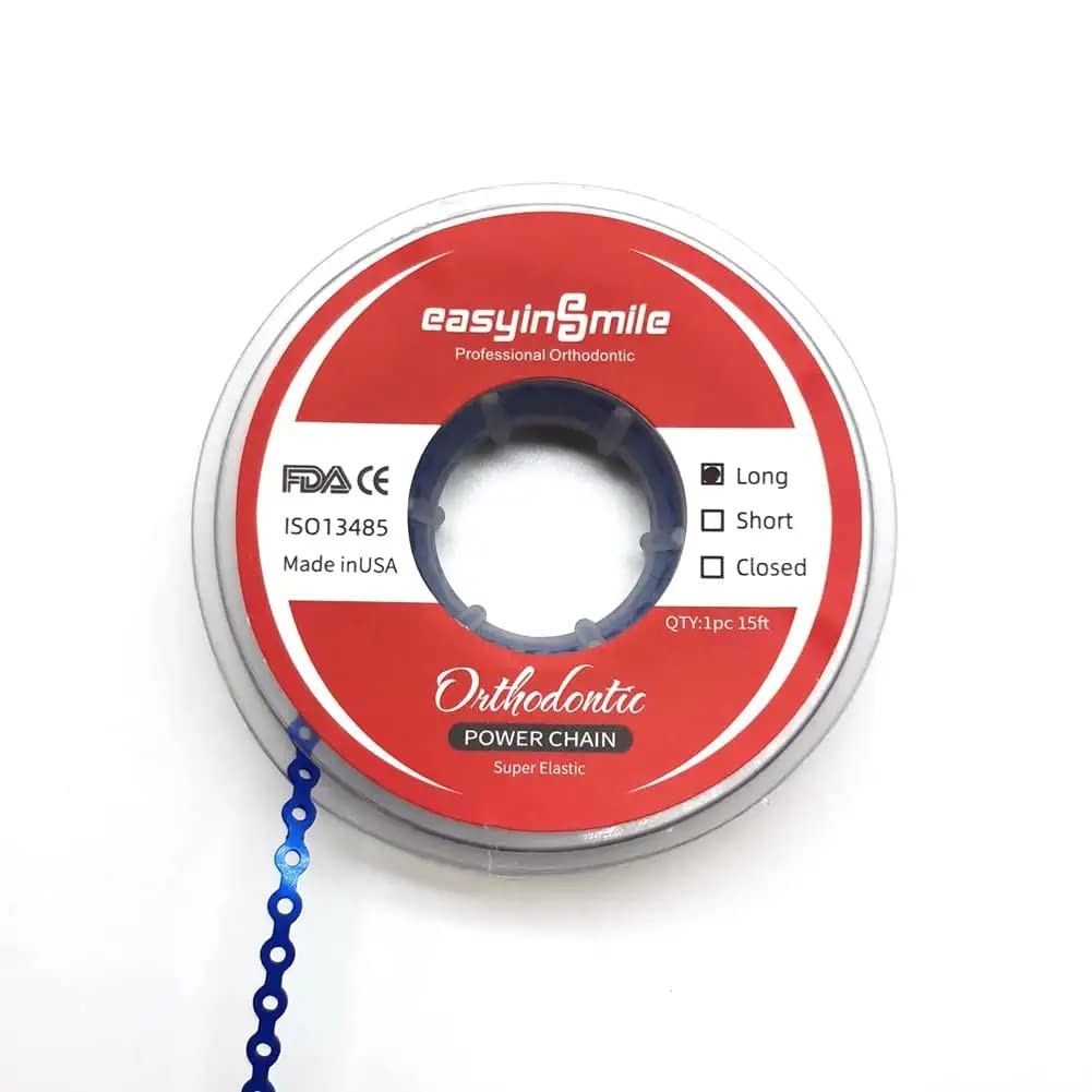 Dental Orthodontic Elastic Rubber Power Chain Braces Bands Dark Blue