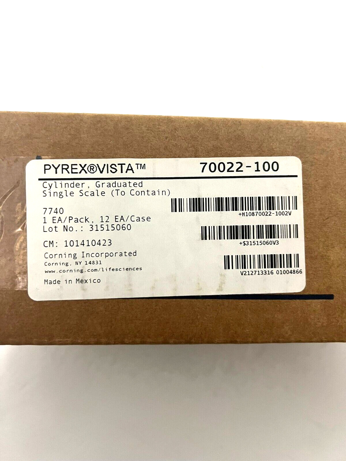 Corning Pyrex Glass 100mL «To Contain» Graduated Single Scale Cylinder