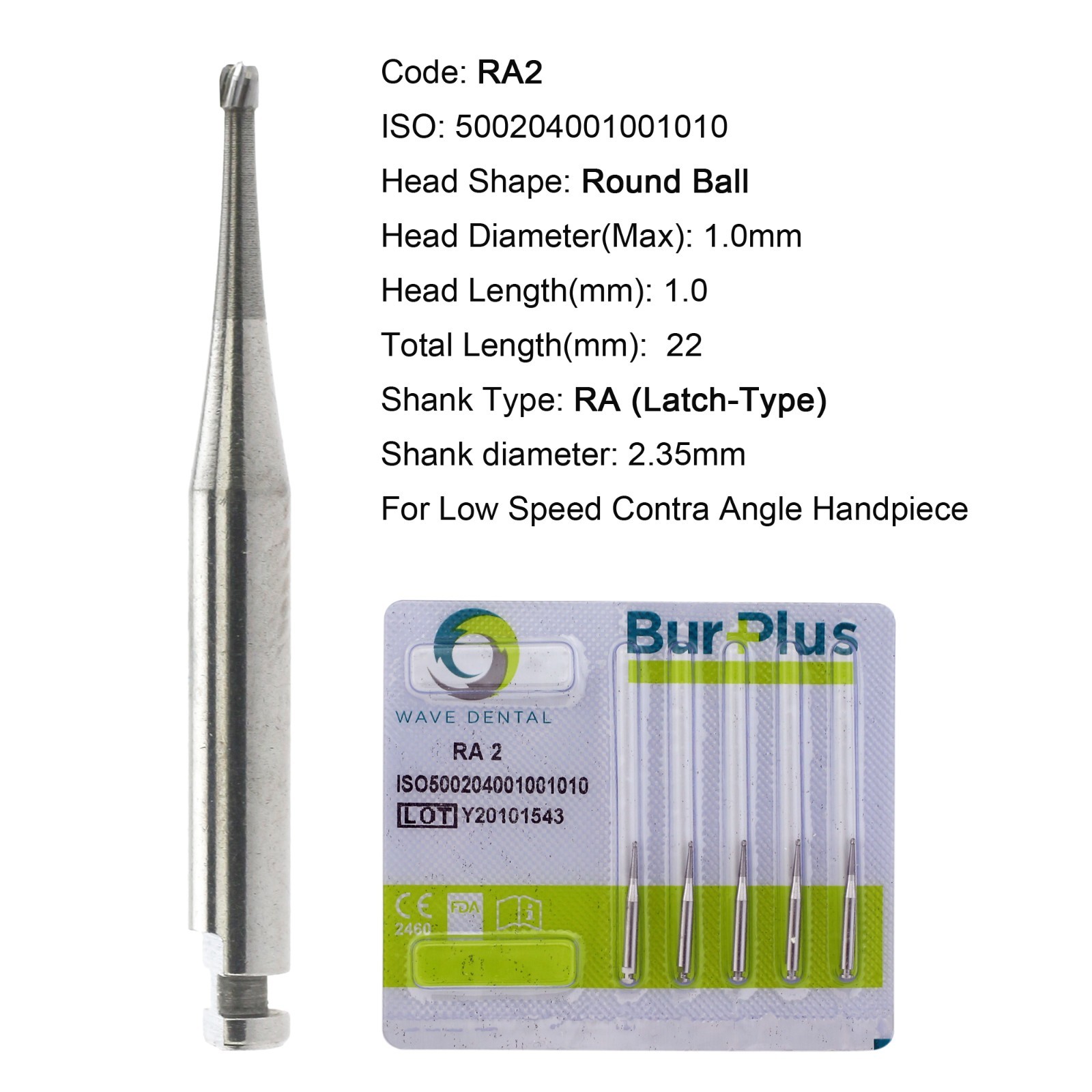 Wave Dental Latch Carbide Burs Surgical RA SURG for Slow Speed Round RA 4 6 8 5