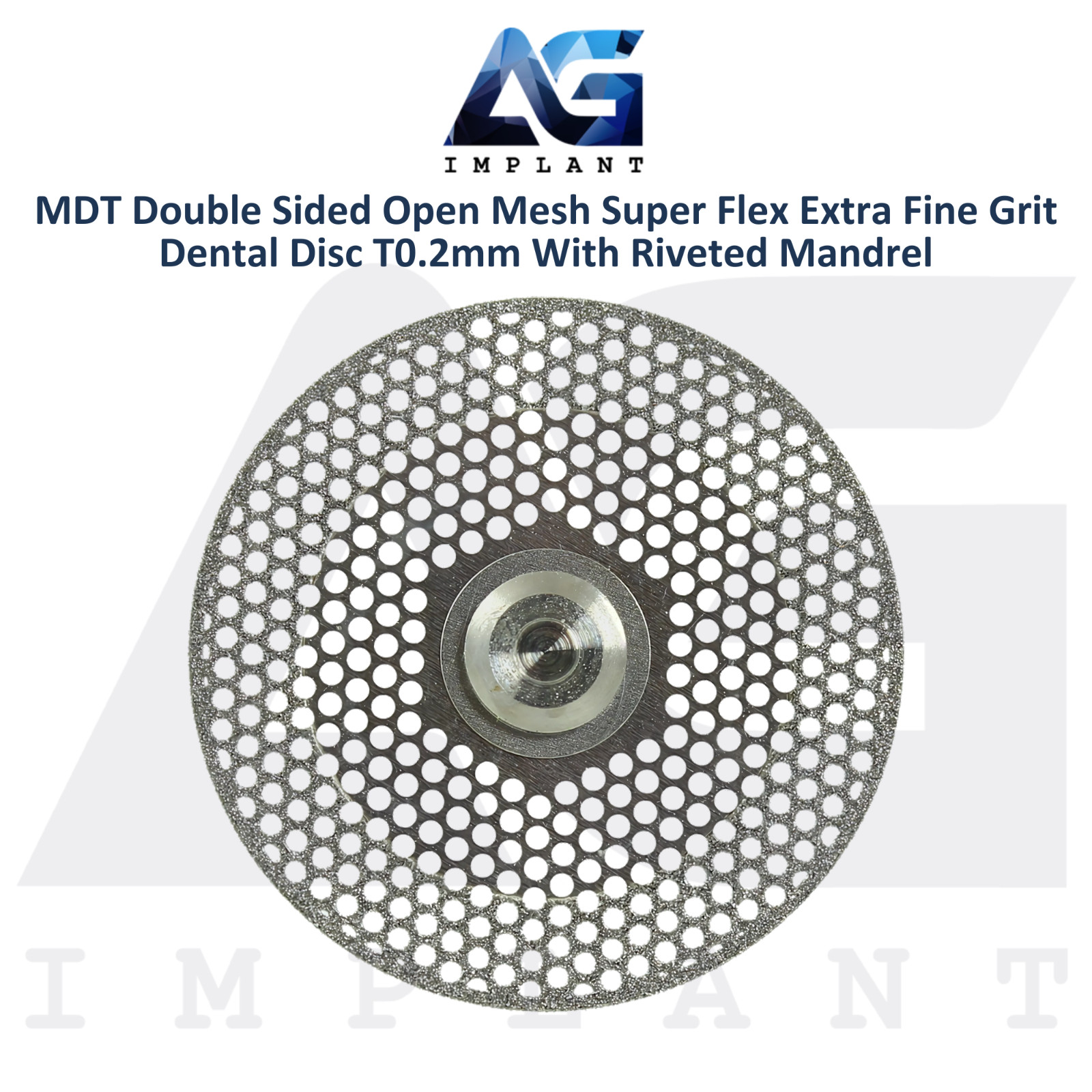MDT Double Sided Open Mesh Dental Diamond Coated Disc Extra Fine T0.2mm Riveted