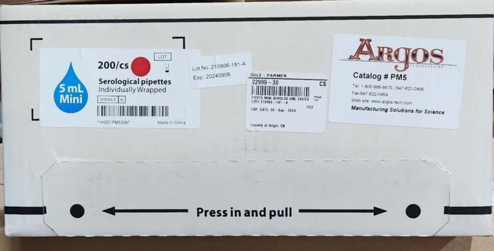 Cole Parmer Mini Serological Pipettes 2299-30 Case of 200 Individually Wrapped