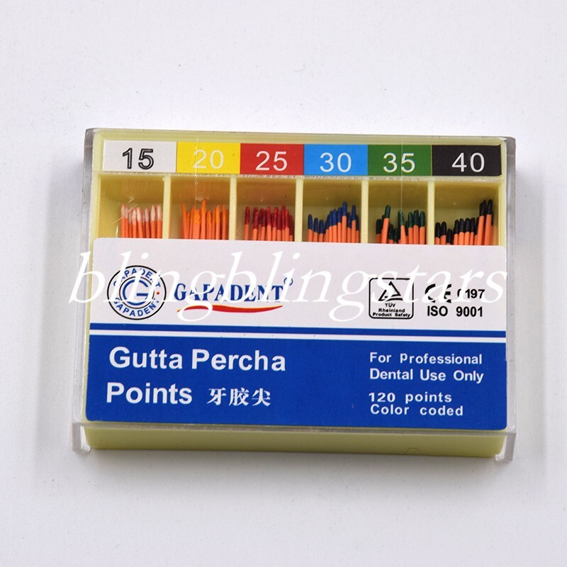 120 Pcs/Box Endodontic Dental GAPADENT Gutta Percha 0.02 Taper Zinc Oxide #15-40