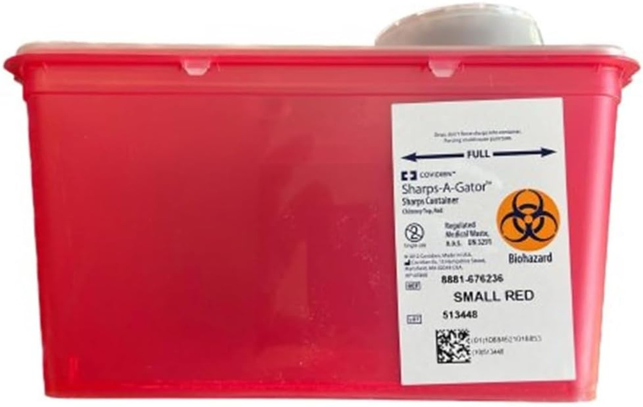 4 Qt. Red Sharps Disposal Container with Chimney-Top