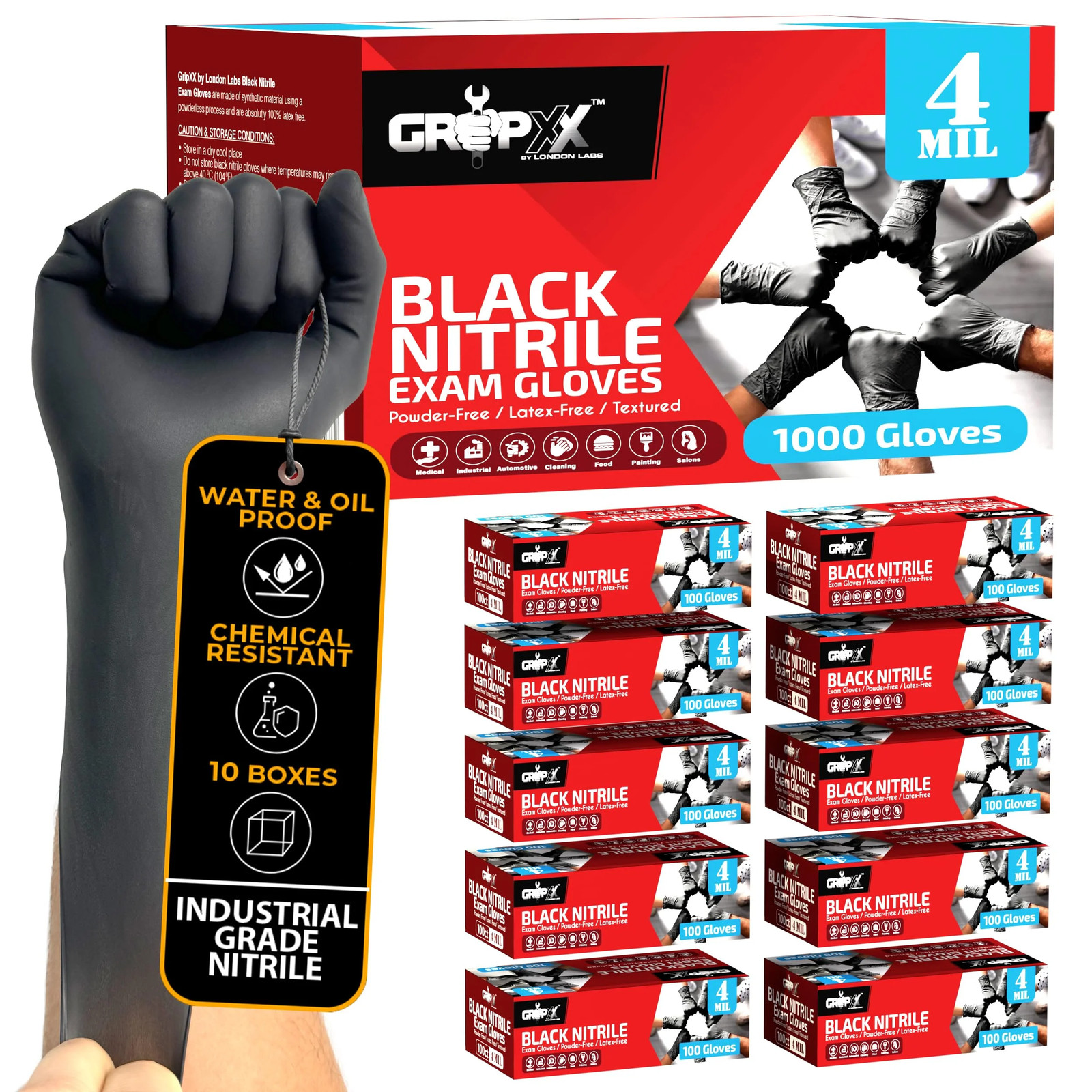 Black Nitrile Disposable Gloves – Latex & Powder Free, 4 Mil, XS-XXL