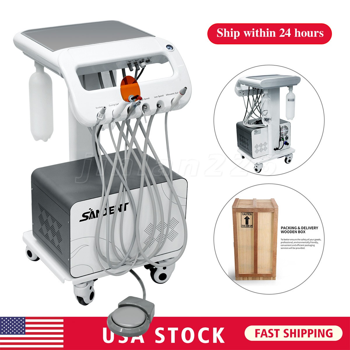 Portable Dental Delivery Unit Compressor Light Curing Utrasonic Scaler Suction