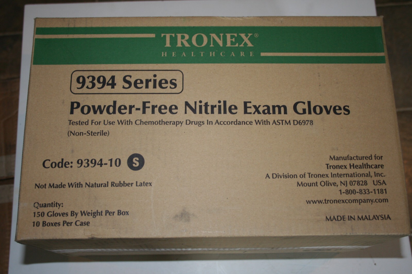 Tronex Chemo-Rated Nitrile Powder-Free Exam Gloves Case of 1500 Small