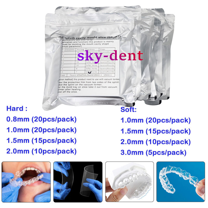 Dental Splint Thermoforming Plastic Material Vacuum Forming Soft/Hard 0.8mm-3 mm