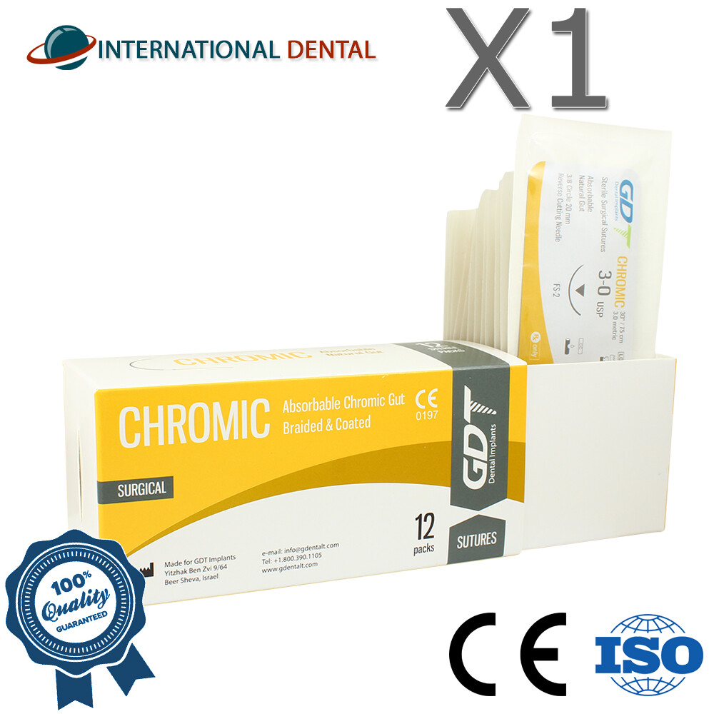 Braided Chromic Gut Sutures 75cm Coated Abs0rbabl Brown-orange Select Size