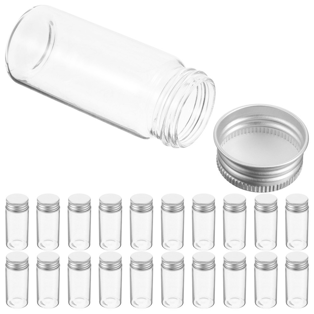 24Pcs Reusable Glass Test Tubes with Caps Clear Transparent Vials for Home Use