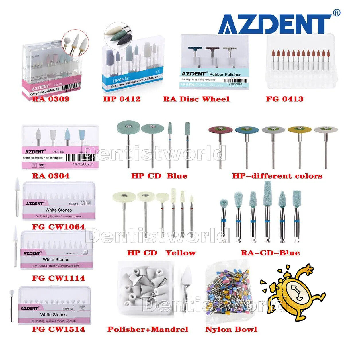 Dental White Stone Polishing Burs Wheels Cups RA/ HP/ FG Rubber Diamond Polisher