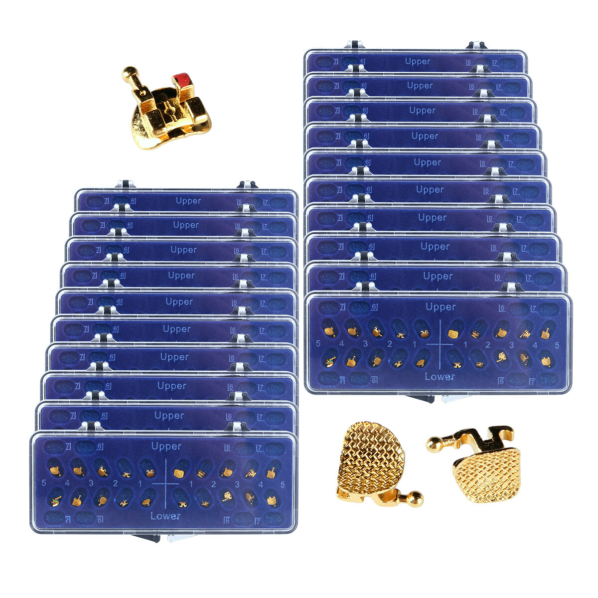 10Packs Dental Bracket Braces 24K Gold Plated Orthodontics MN 022 MBT 3.4.5 Hook