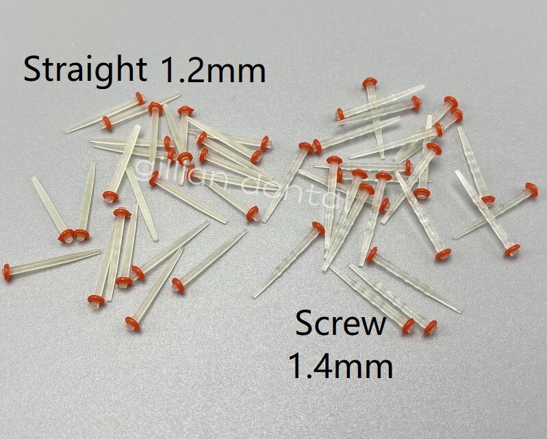 Dental Quartz Fiber Pins Post Root Canal Transparent Straight 1.2mm Screw 1.4mm