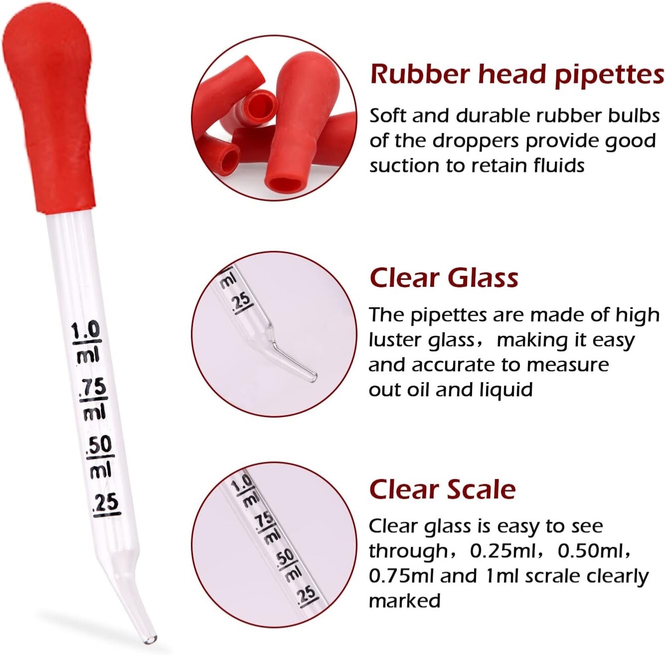 10 Medicine, Art, Essential Oils, Eye Dropper, Graduated 3-3/4” Curved Tip 1 ml