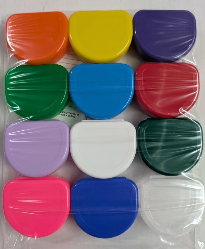 12 Pcs Retainer Cases w/ Identification Labels Mixed Made in the USA