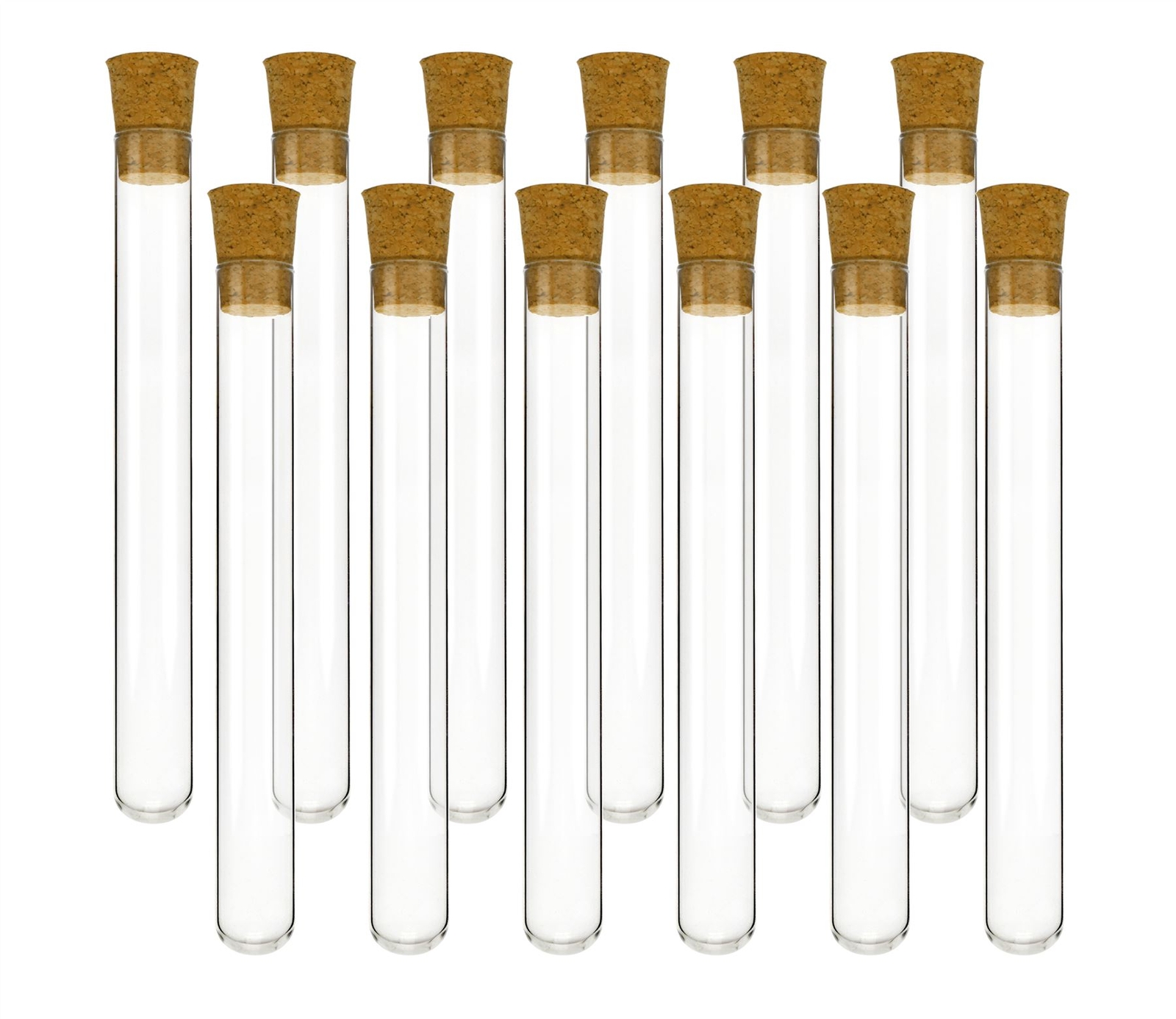 Eisco 25ml Test Tubes with Cork Stoppers, 18x150mm – Borosilicate Glass – 12PK