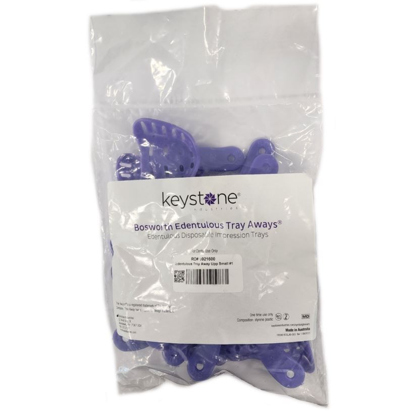 *12-Pieces* Keystone Bosworth Edentulous #1 Disposable Impression Trays 0921600