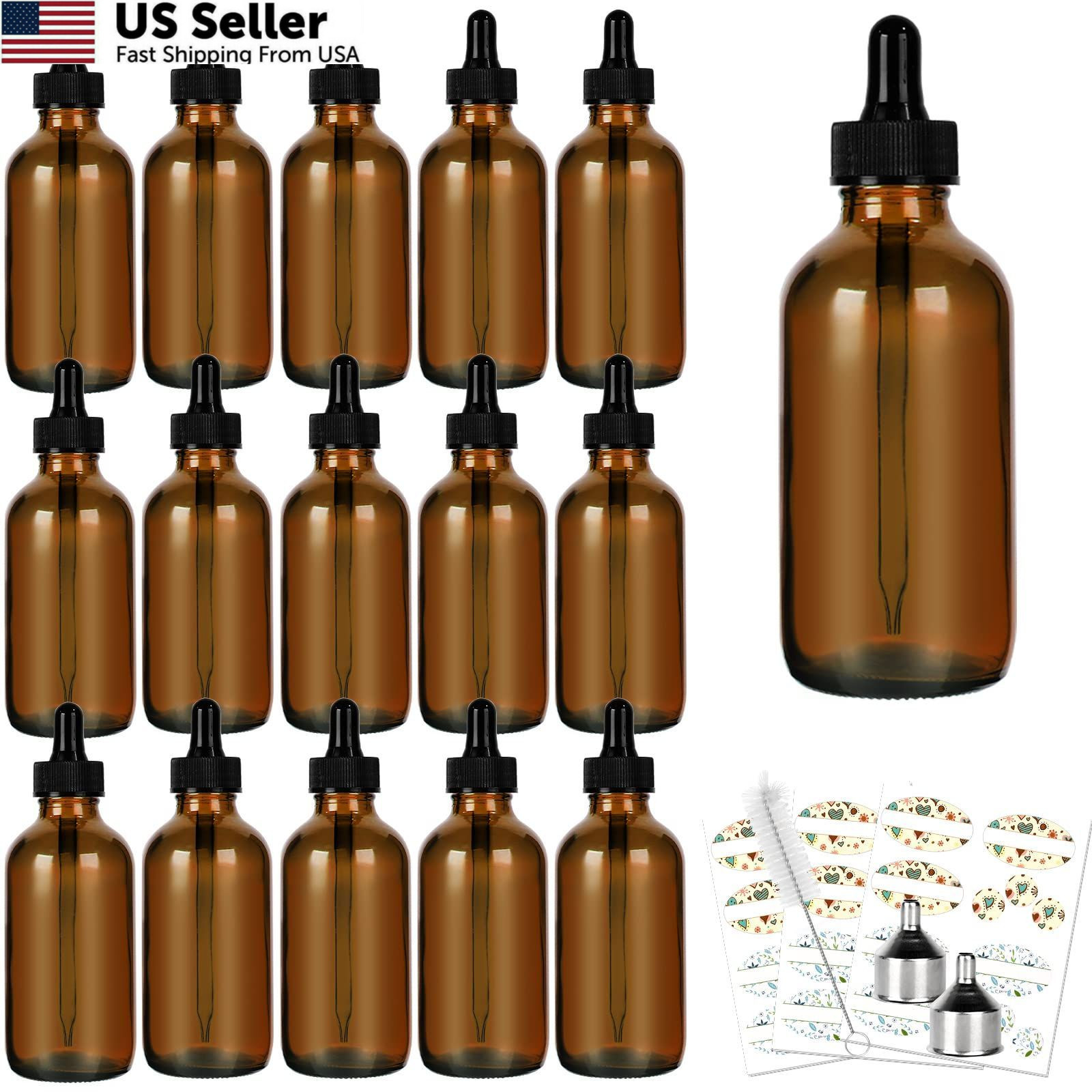 CycleMore 16 Pack (120 ml) 4 oz Amber Glass Boston 4 oz-16 Pcs-Amber, AMBER