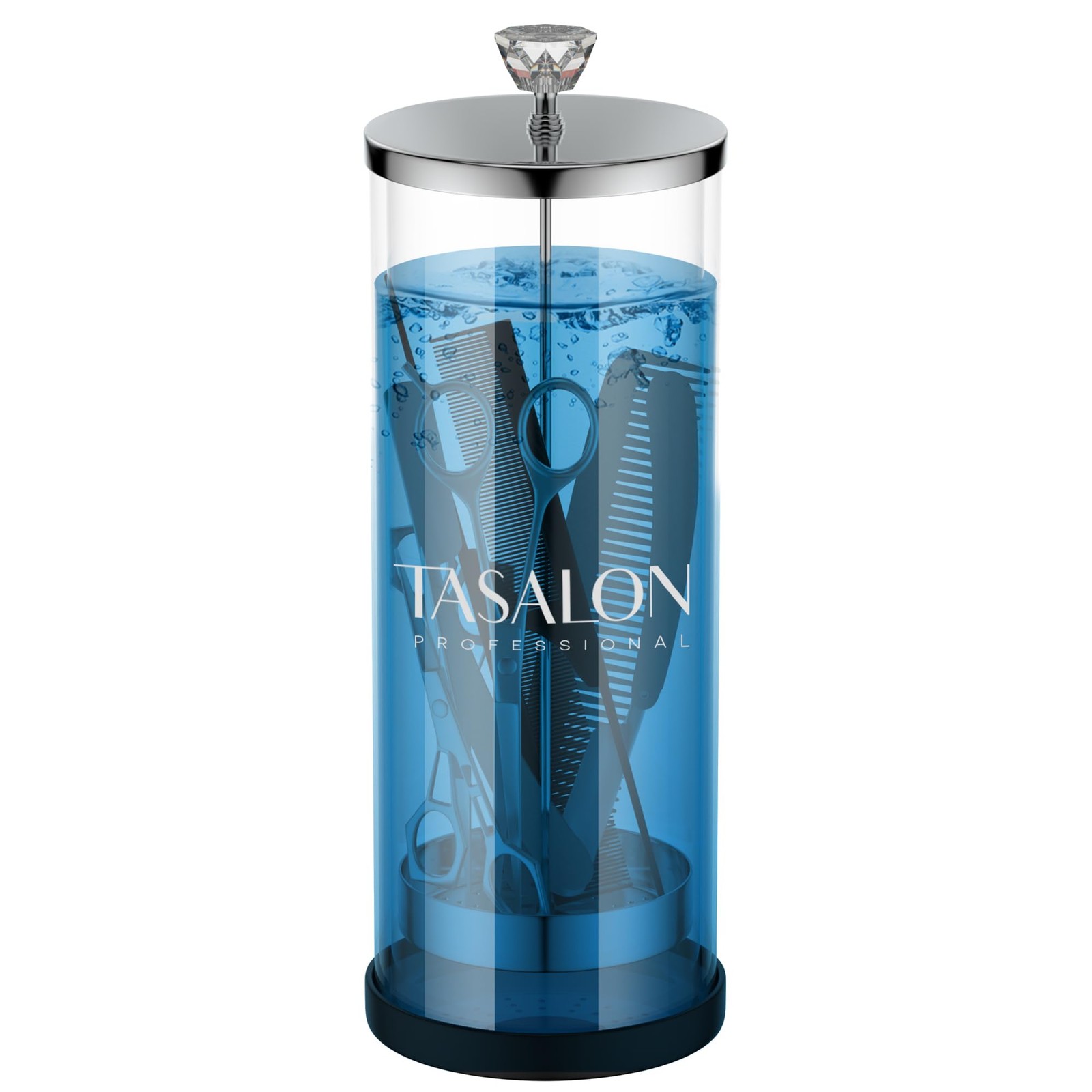 TASALON Barber Jar (45.5 oz) with Crystal Handle – Disinfectant for Large