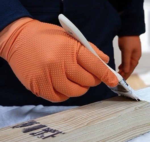 Gloveworks Ultra Flock Lined RDT Orange Nitrile PF Ind Gloves