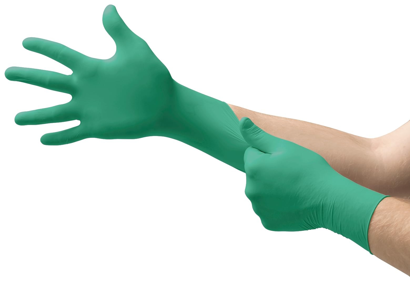 Pack of 100 TouchNTuff 92600 Green Nitrile Disposable Gloves Size 10