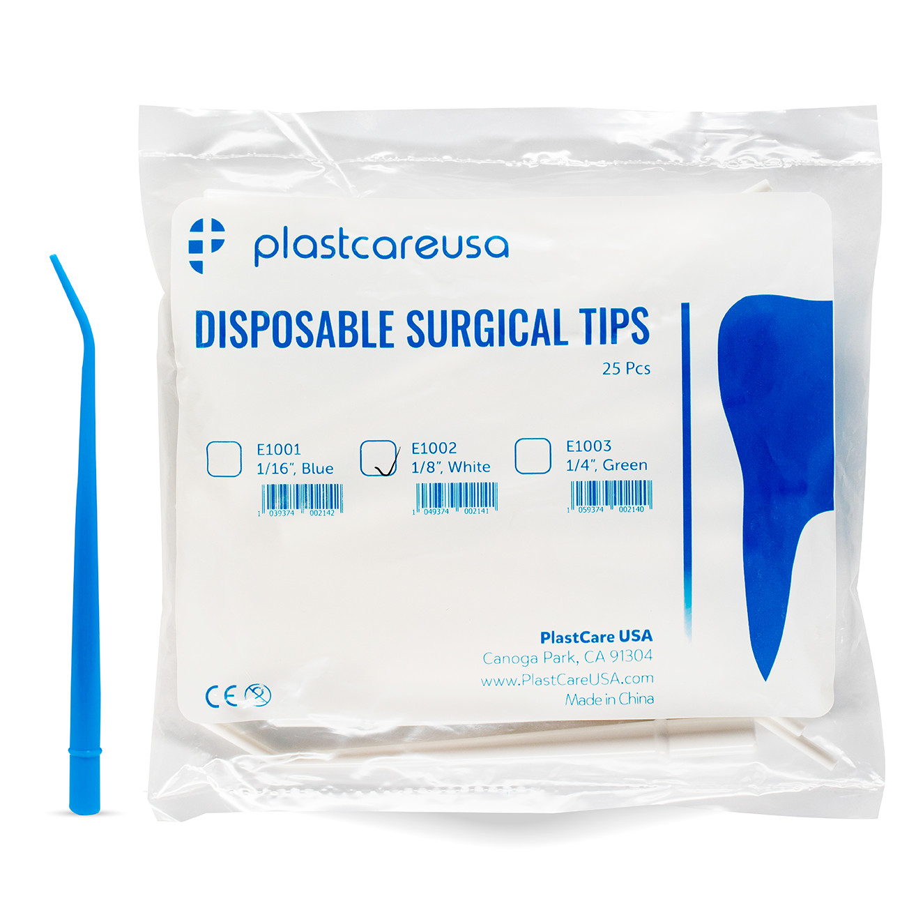 150 Dental Surgical Aspirator Tips Suction Evacuation Blue 1/16″ (6 Bags of 25)