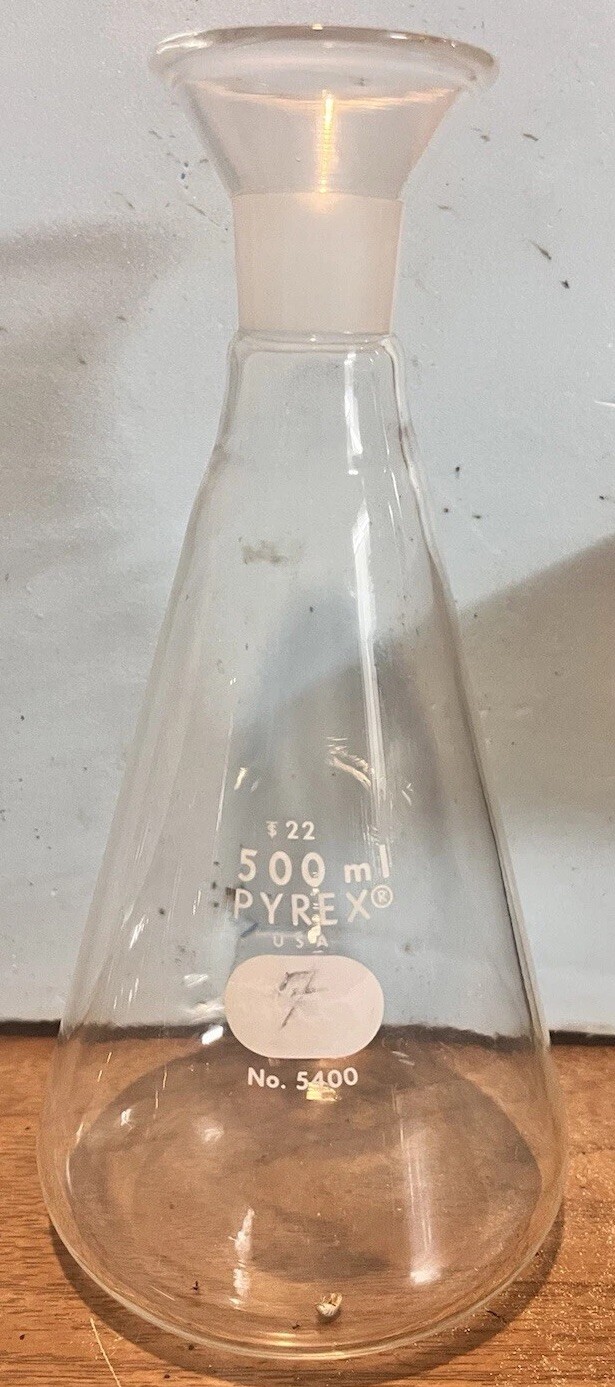 Pyrex Usa 500ml Wide Mouth Filter Erlenmeyer Flask Fitting Size 22 No. 5400