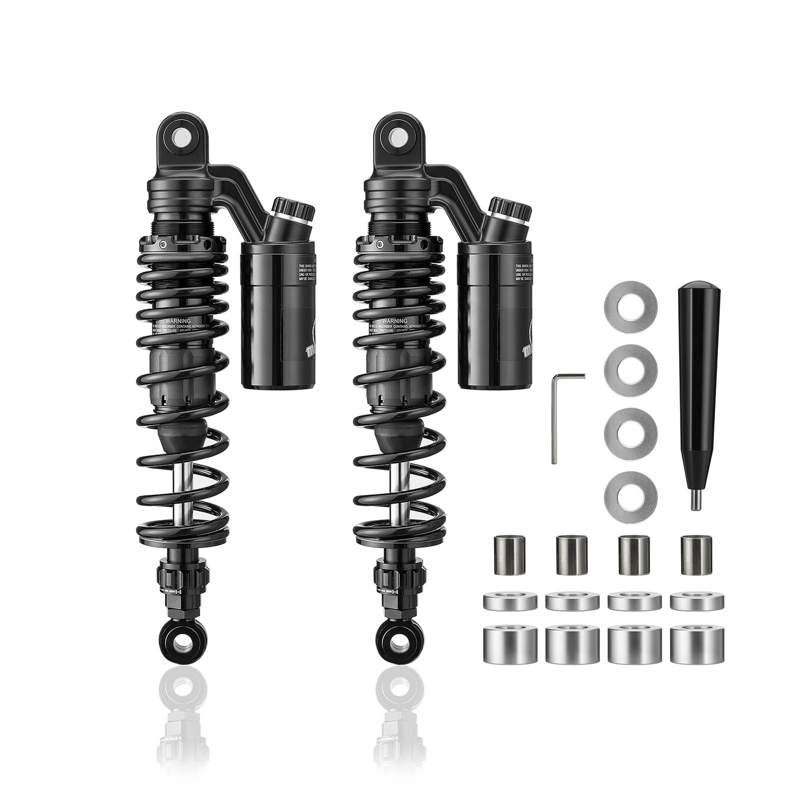 Remote Reservoir Rear Shocks Oxidized Black 13.4 340mm Dyna 91-17 Sportster88-22