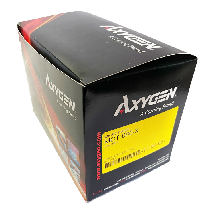 CORNING Axygen™ Snaplock Microtubes Boil Proof AMBER 0.6mL – 1000/Box – LAB