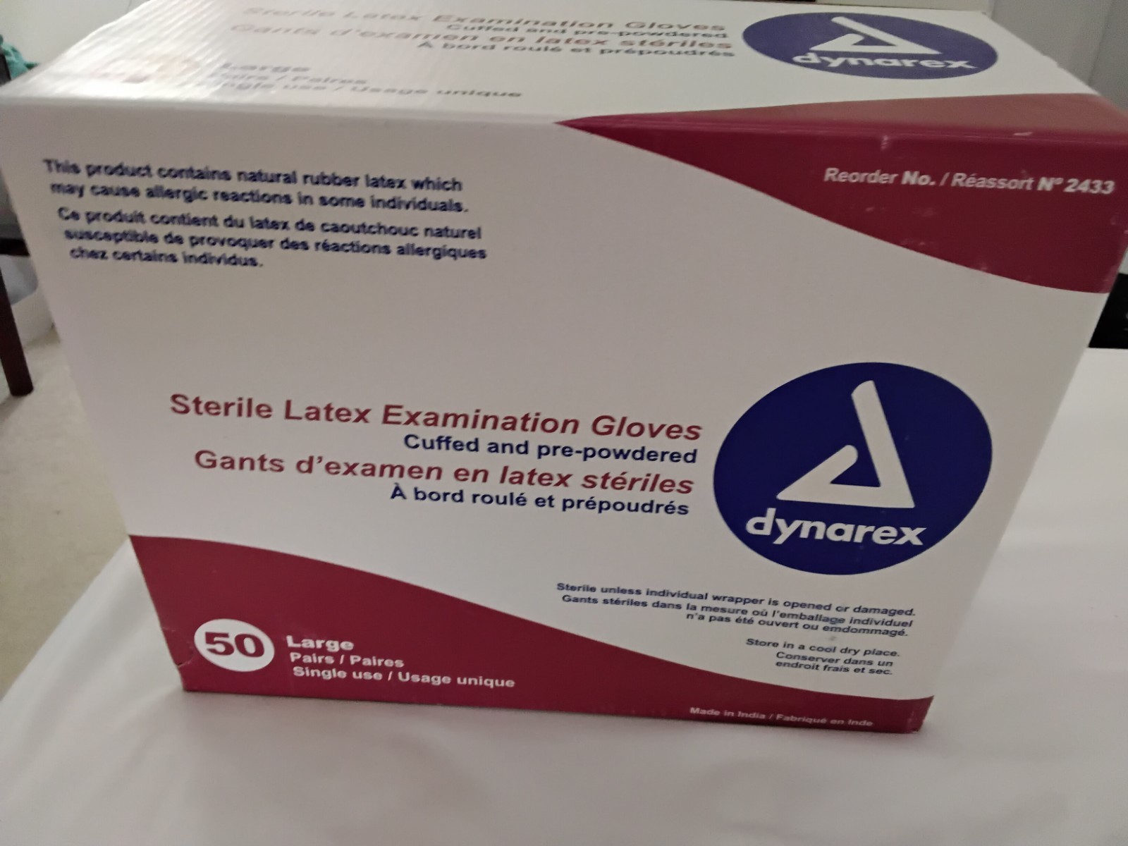 50 Pair Large Sterile Gloves In A Box, New