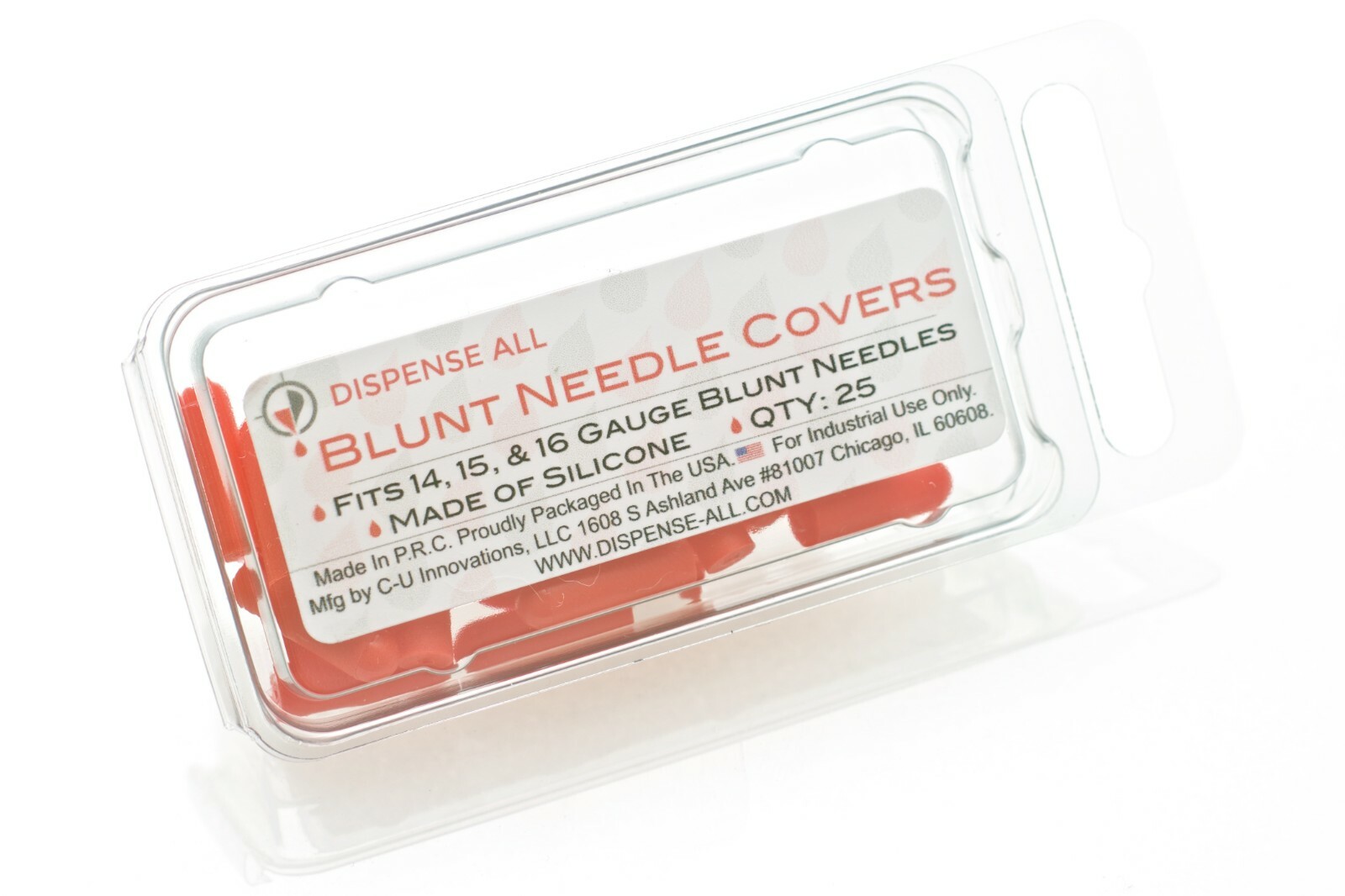 Dispense All – Blunt Needle Covers, Red, Fits 14, 15, 16 Gauge