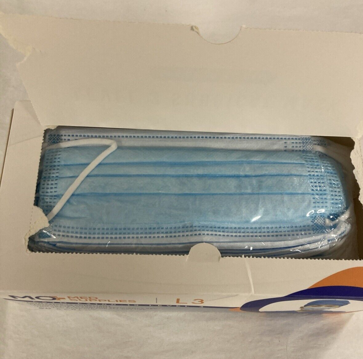 Mo+Med Supplies, Ear-Loop Face Masks, ASTM Level 3, Blue, 50pcs Made in USA