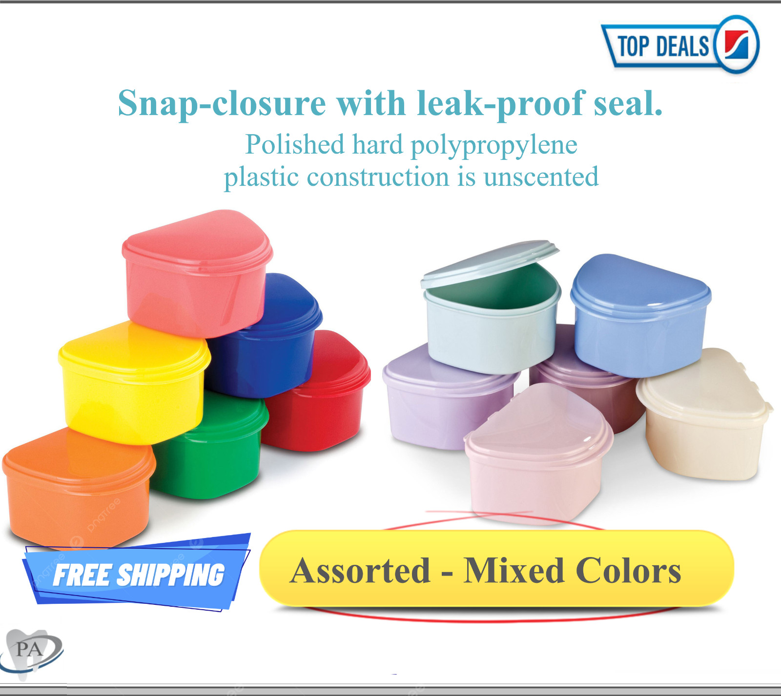 Dental Denture Box with Mini Denture Brush Denture Case Carrier , 4W», Assorted