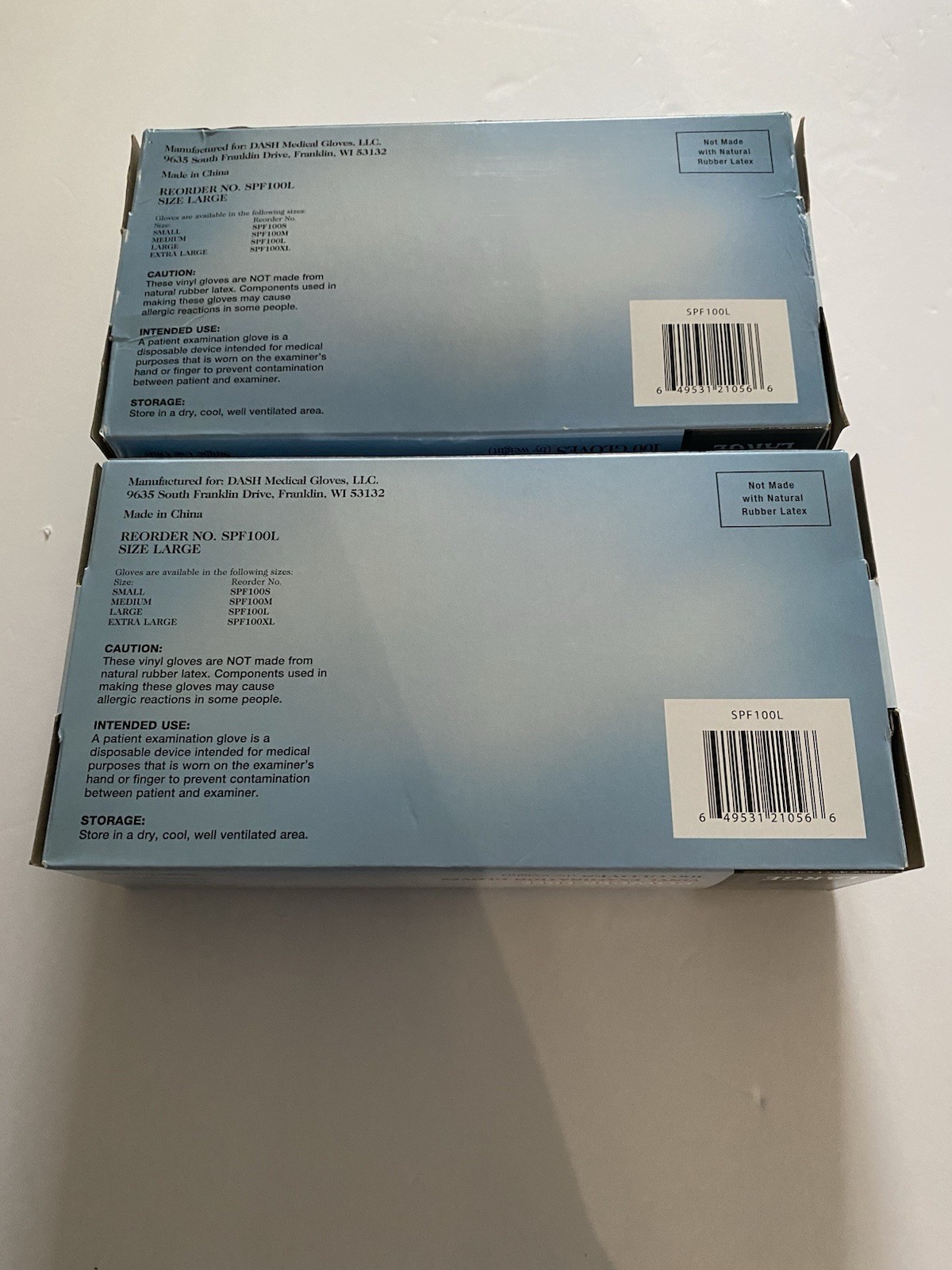 Dash Vinyl PF Medical Gloves Latex Free Powder Free 100 Count Size L Pack Of 2