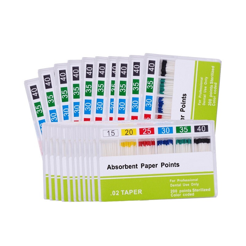 Puntos de Papel Absorbente Dental Fibra Endodóntica de Raíz de Algodón PP0.02/04
