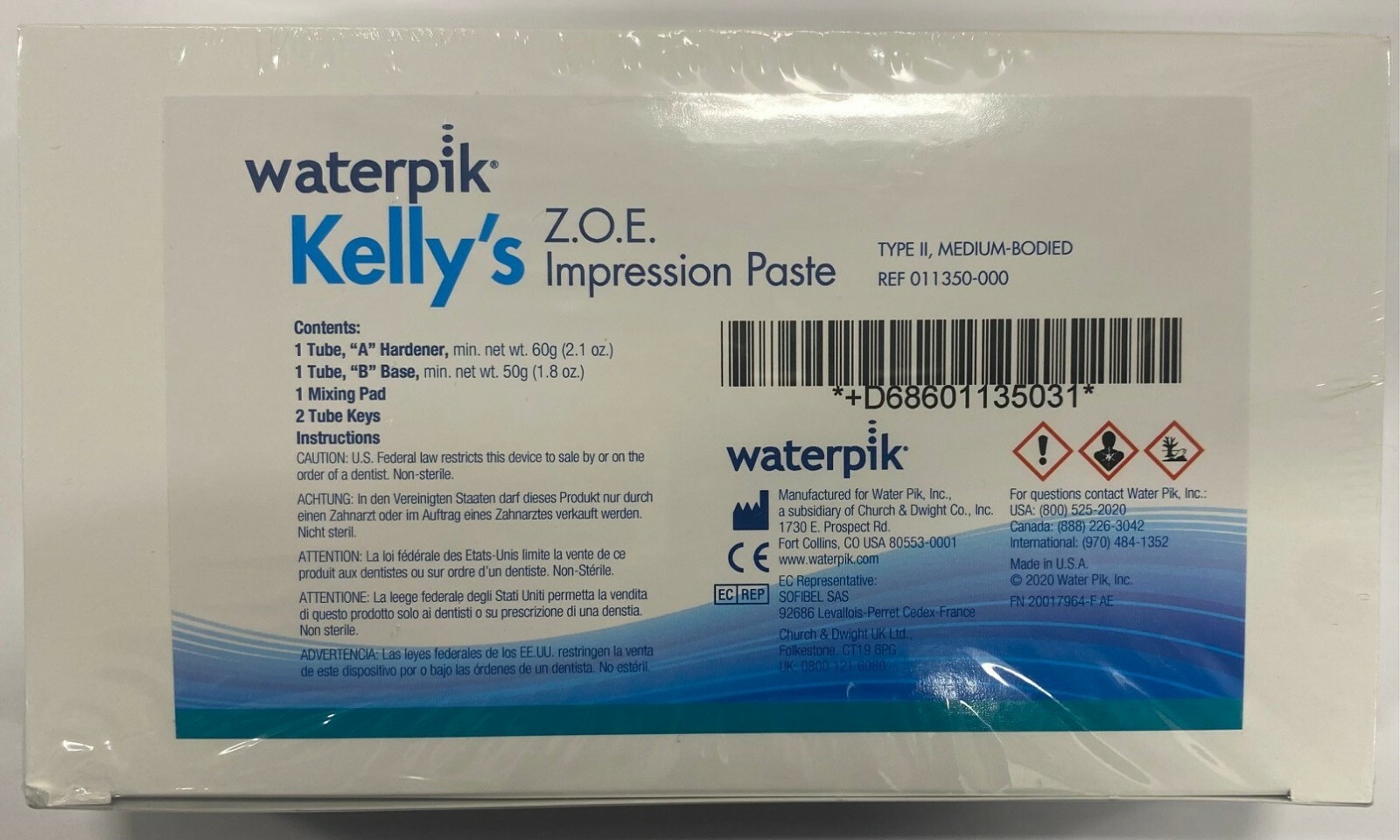 *1-Pack* WaterPik Kelly’s Z.O.E. Type II Impression Paste Kit 011350-000