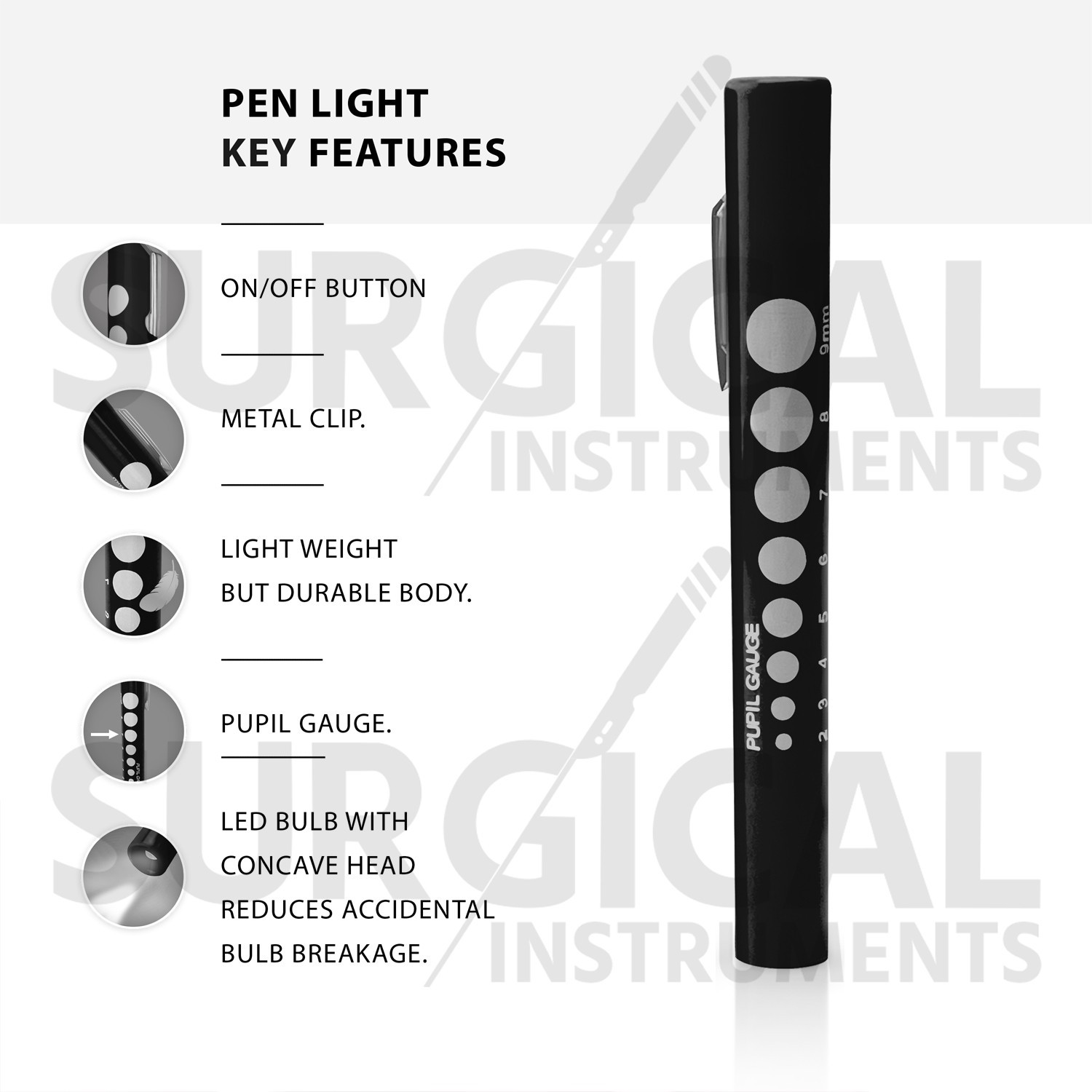 6 Pcs Disposable Penlights Set Diagnostic ENT Emergency Medical – BLACK Hi-Q