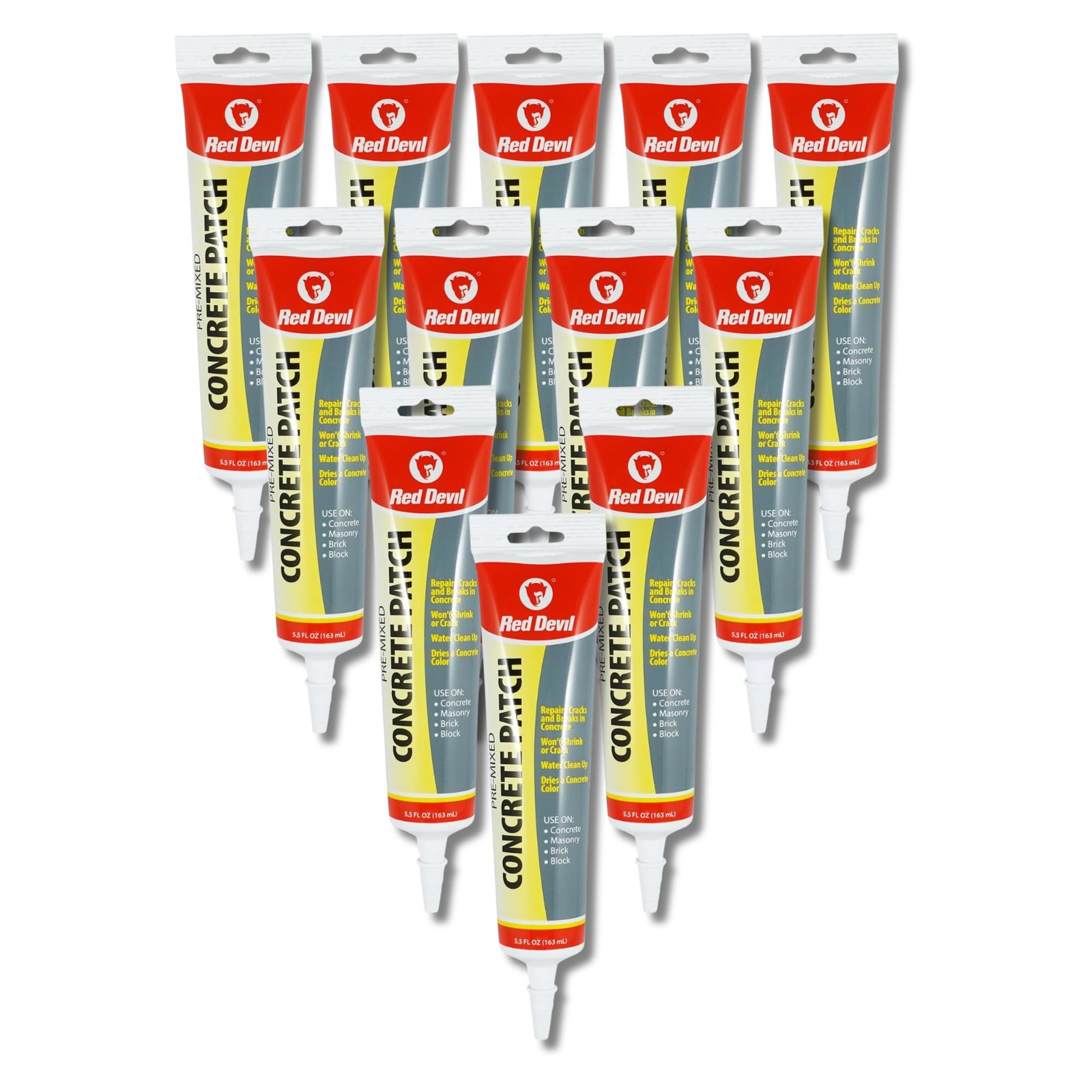 0645 Concrete Repair Patch, Cement Crack Filler, 5.5 oz, Gray 12 Pack