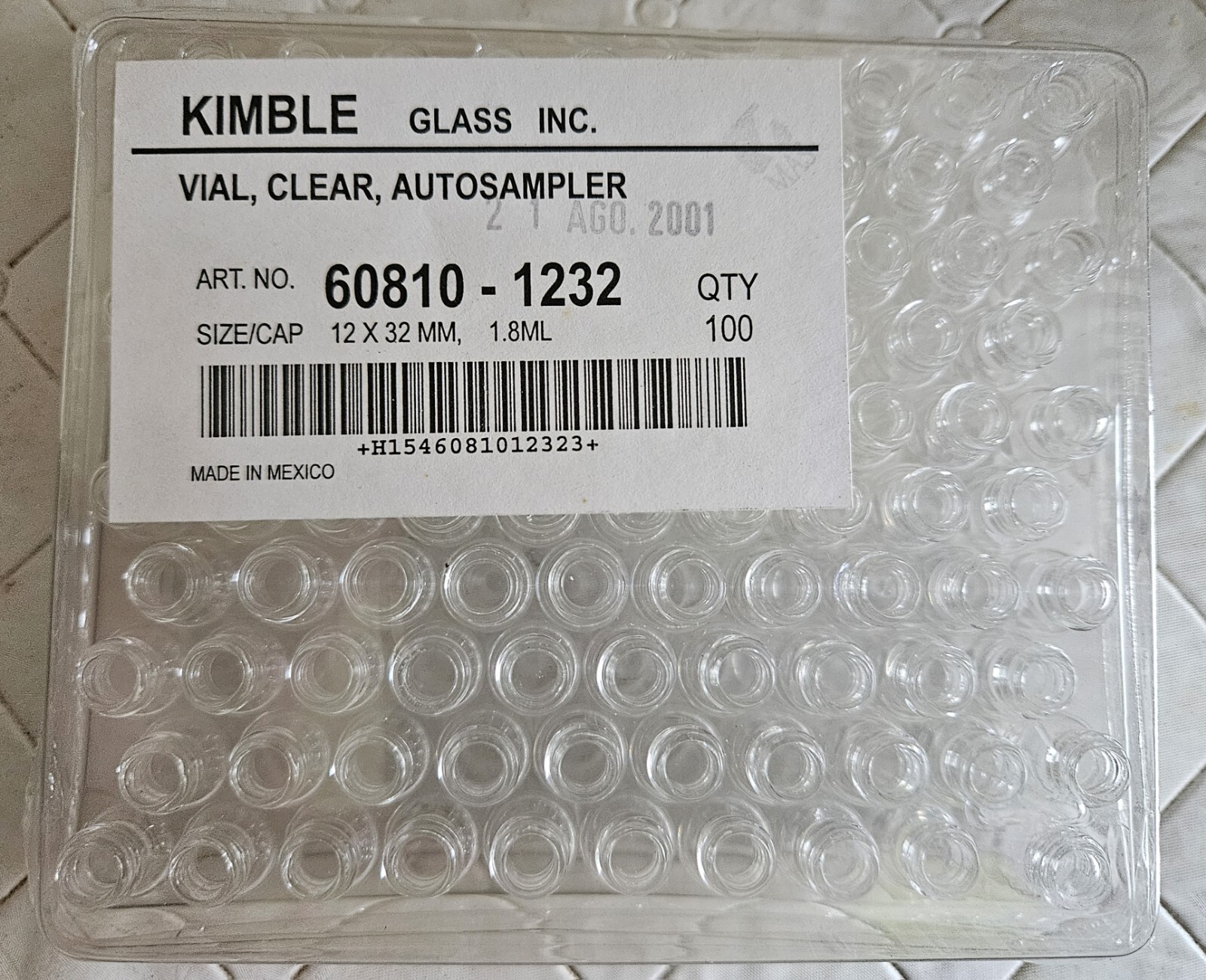 NEW LOT of 100 Kimble Clear Glass Vial Autosampler 12 x 32 mm Cap Size / 1.8ML