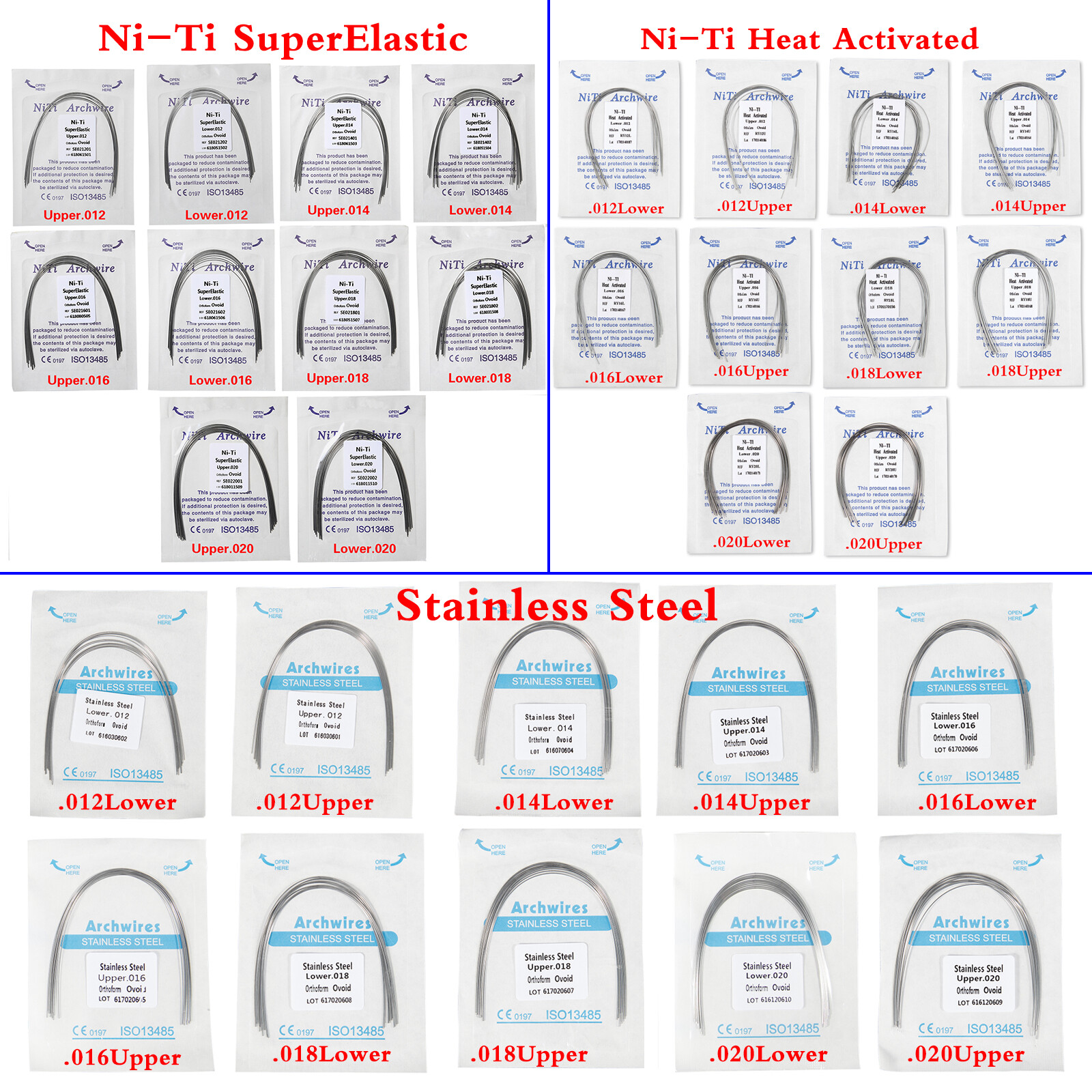 Ortho Round /Rectangular Arch Wires Niti/Stainless Steel/ Heat Thermal Activated