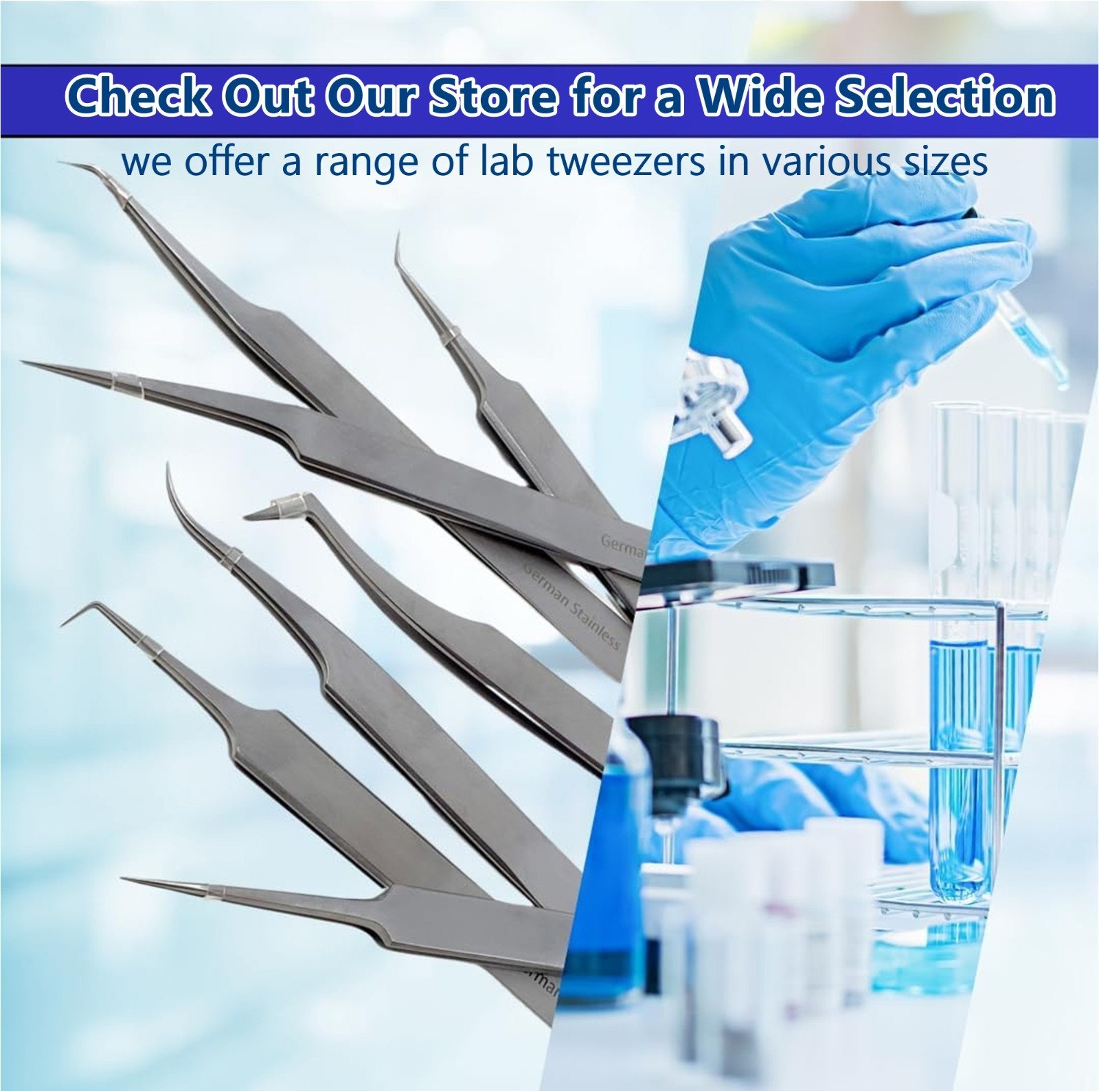 High Precision Lab Tweezers/Forceps with Straight Fine Point, Stainless Steel CE