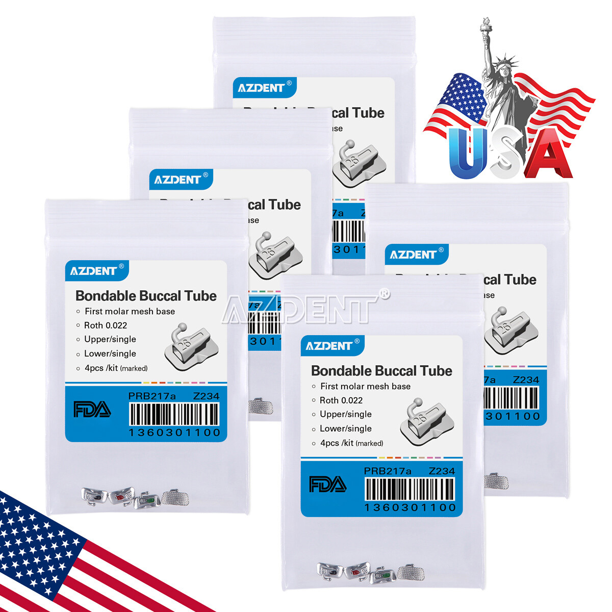 Dental Ortho Bondable Buccal Tube 1st/2nd Molar Non-conv/Cov MBT/Roth.022/.018