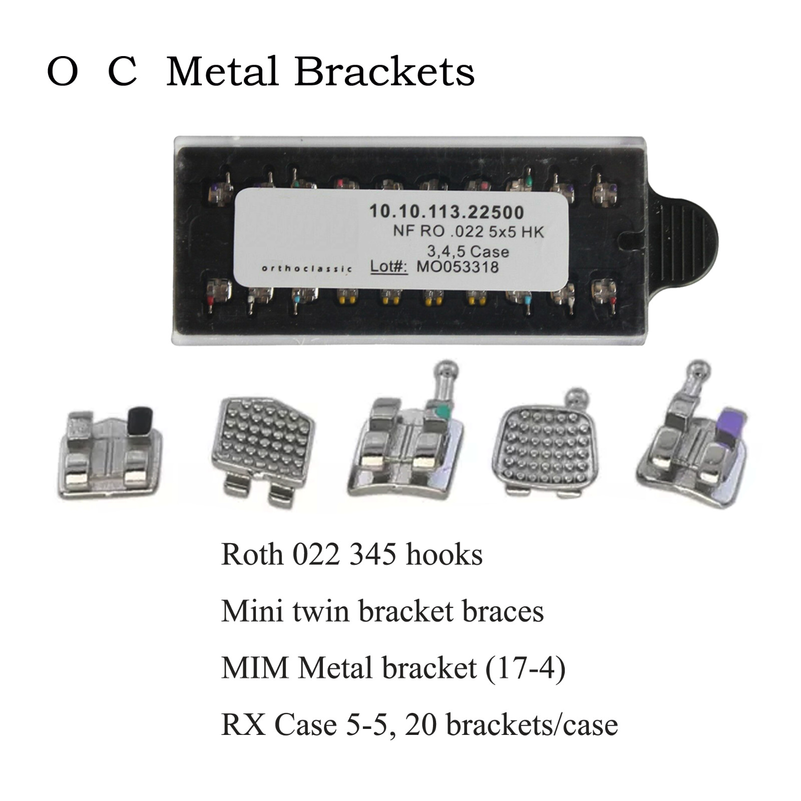 Dental Orthodontic Brackets Metal Braces MIM Mini Roth MBT 022 018 345 Hooks 5-5