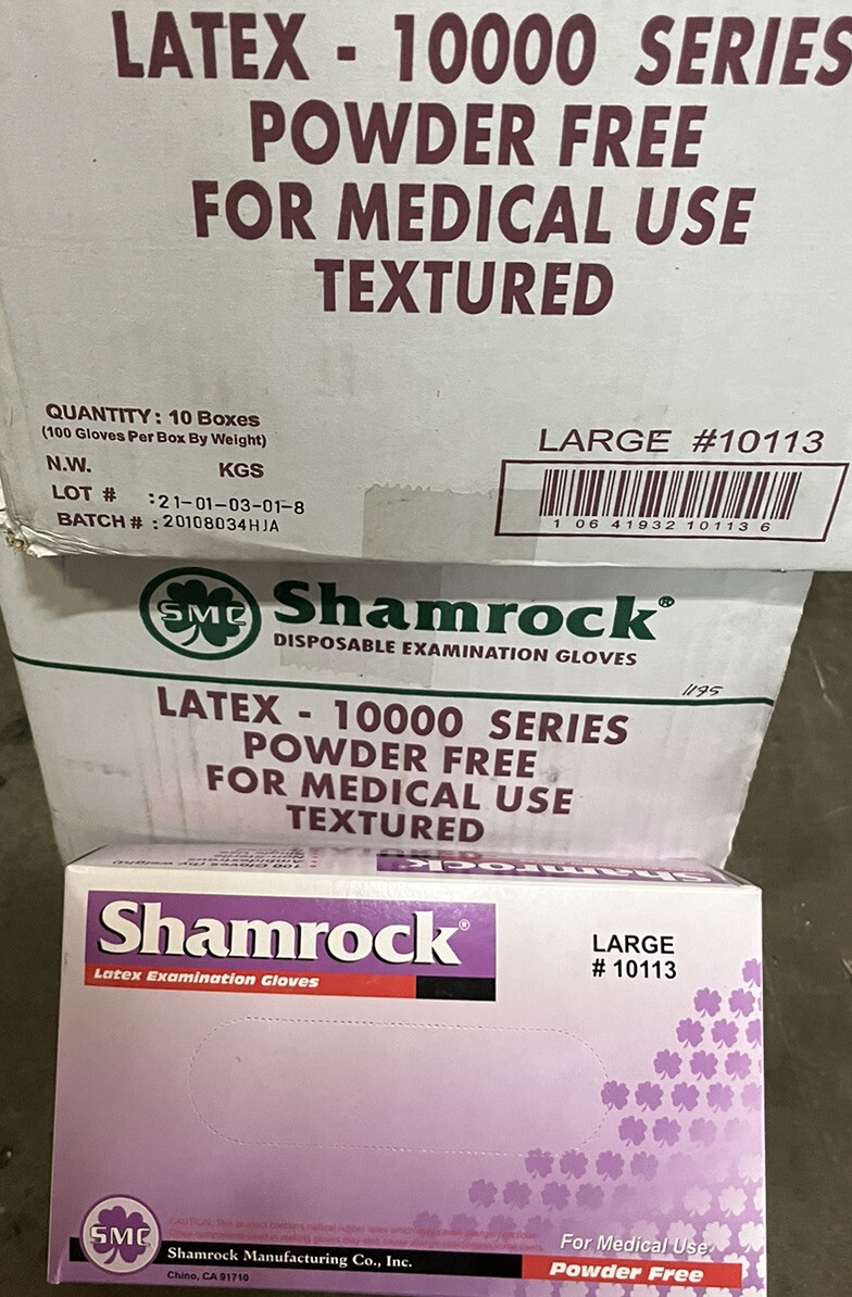 Shamrock Medical Latex Disp Gloves, Powder Free Large (100/BX) FREE SHIPPING