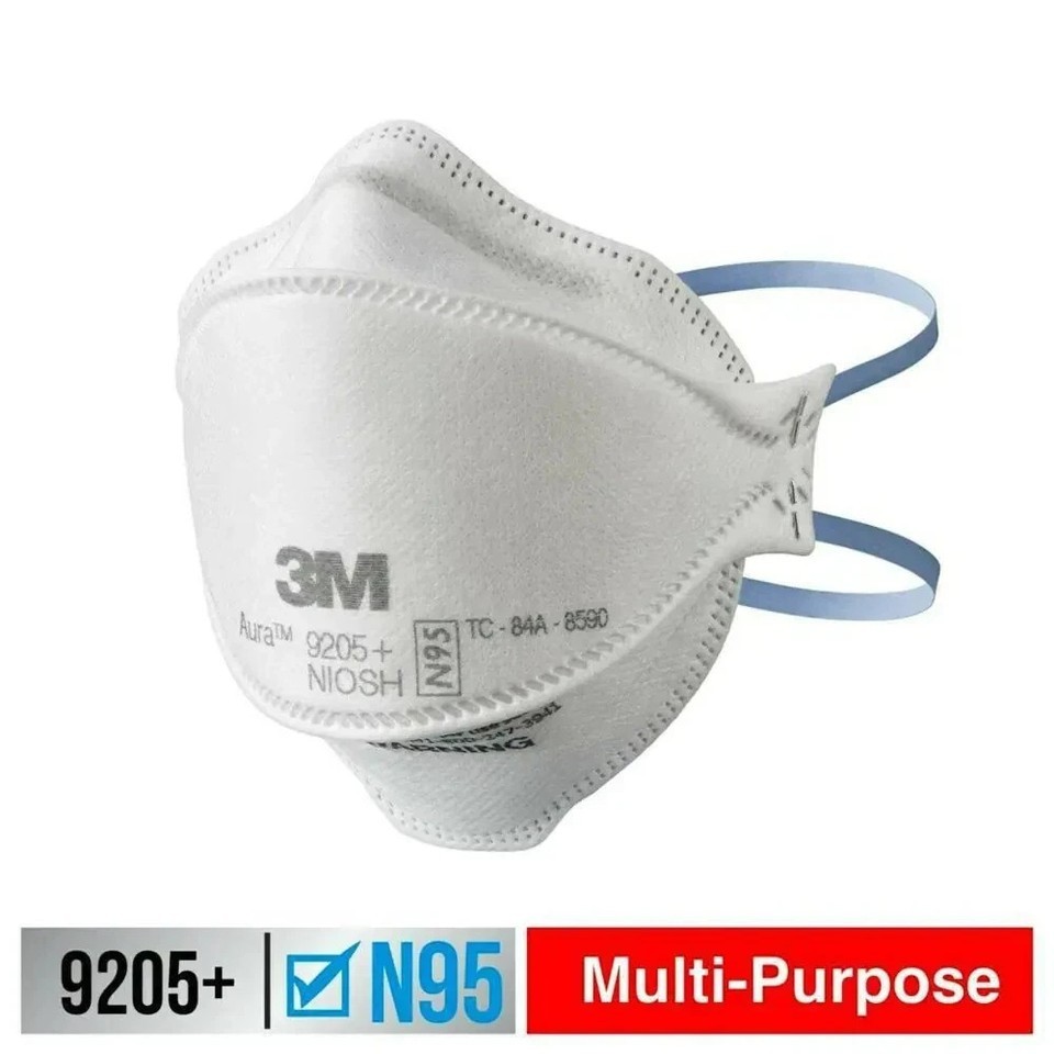 3M N95 Aura 9205+ 10 Pack NIOSH Approved Particulate Respirator Face Dust Mask