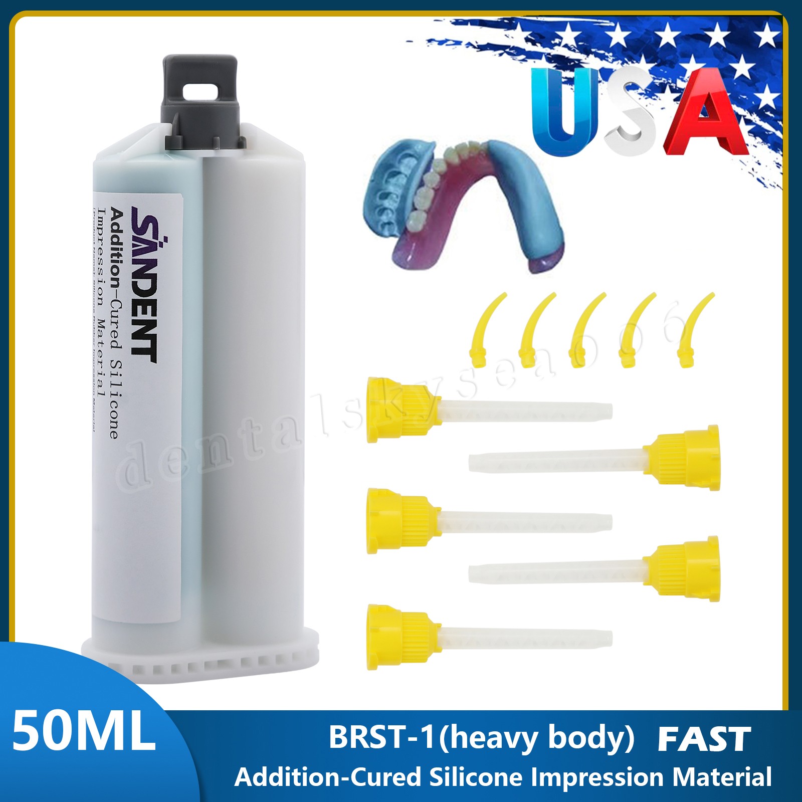 2x SANDENT Dental Impression Material VPS LIGHT MEDIUM HEAVY Body REG FAST SET