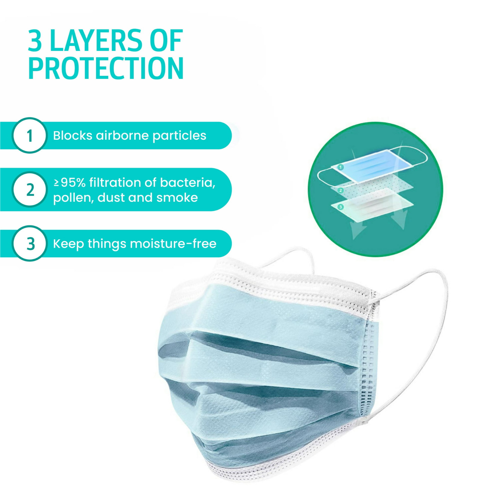 50PCS Kids Disposable Face Masks Small Face Masks For Children