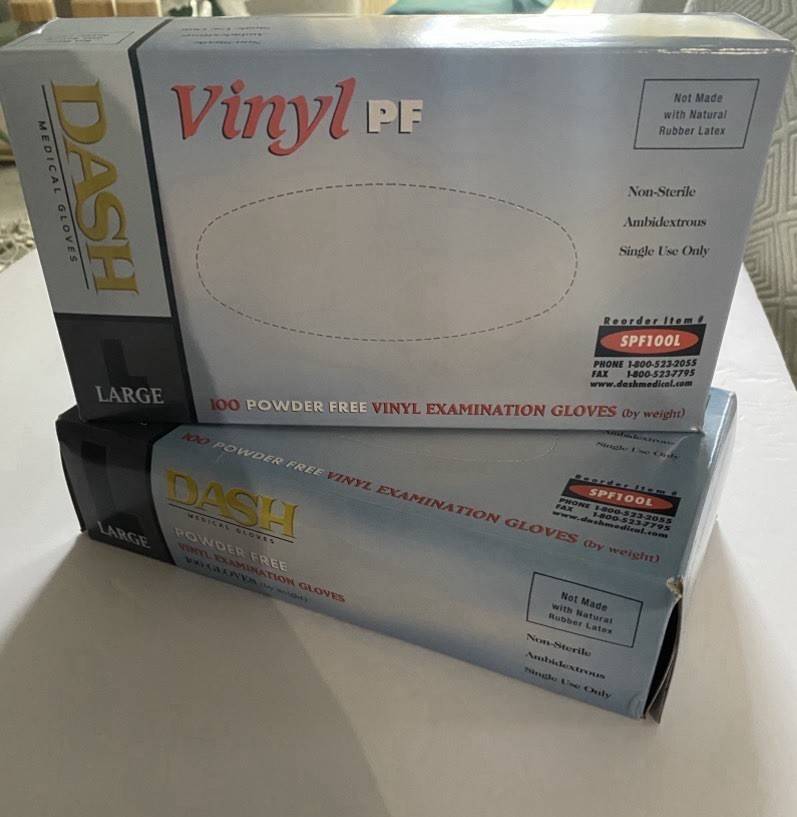 Dash Vinyl PF Medical Gloves Latex Free Powder Free 100 Count Size L Pack Of 2