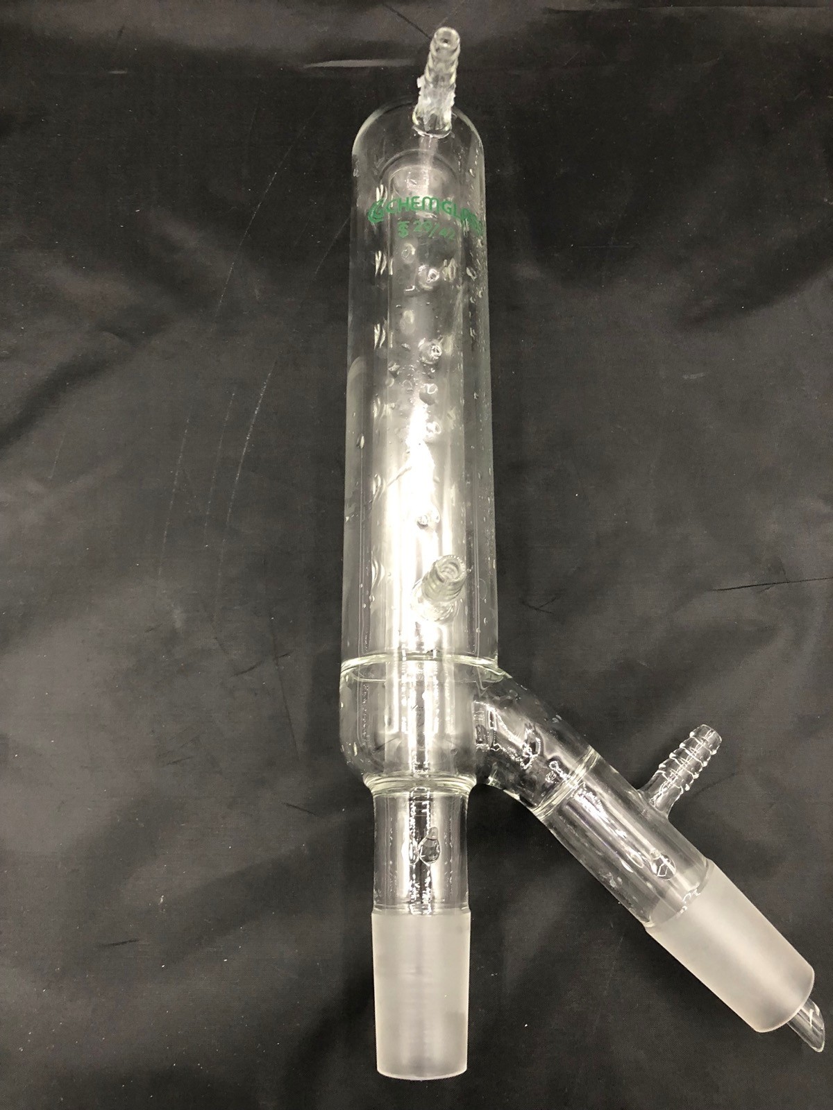 CHEMGLASS Glass 29/42 Inner Jacketed Concentrator Vacuum Condenser CG-1208-21