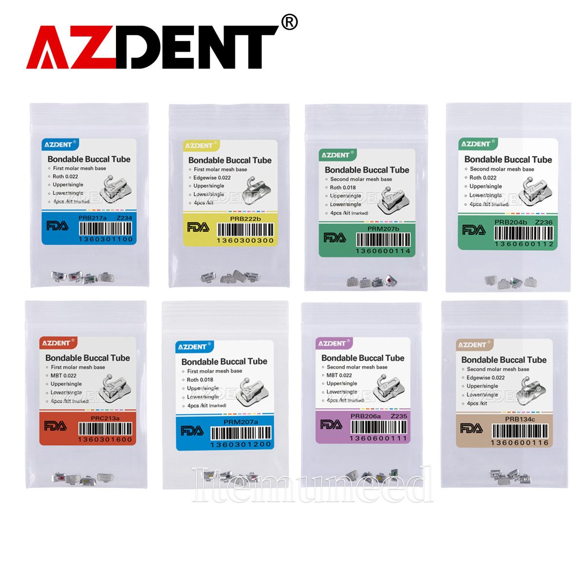 AZDENT 10X Dental Ortho 1st Molar Buccal Tube Bondabl Non-conv MBT/Roth.022/.018