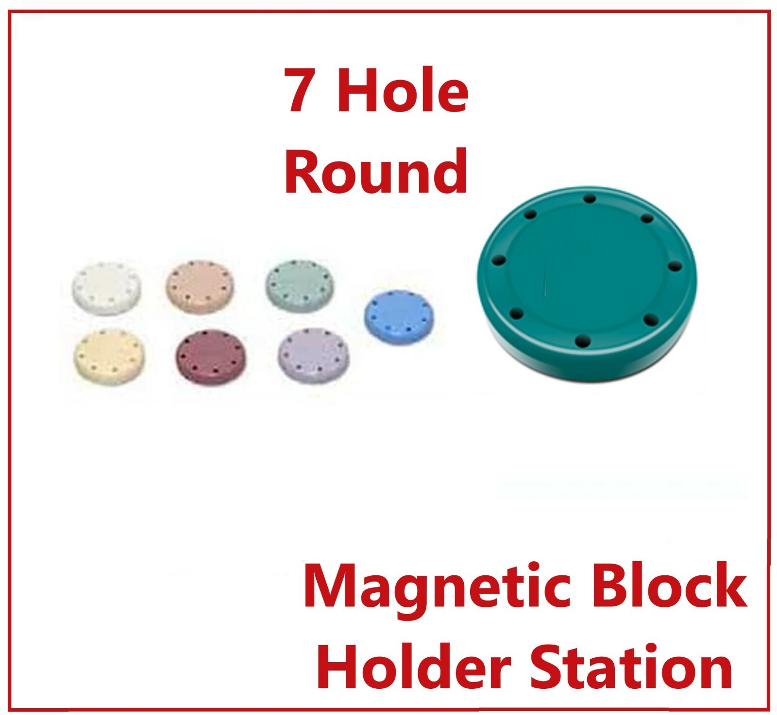 Magnetic Round Dental Lab Bur Block Holder For FG & RA, FGOS, 7 / 14 or 28 Hole